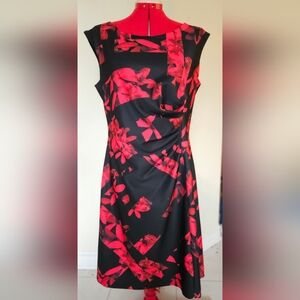 Karl Lagerfeld Black and Red Sheath Midi Dress